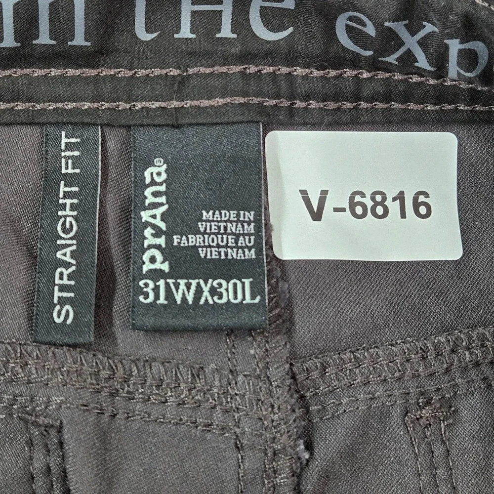 Prana Mens‎ Pants 31Wx30L Gray Straight Fit Nylon Elastane Outdoor Hiking